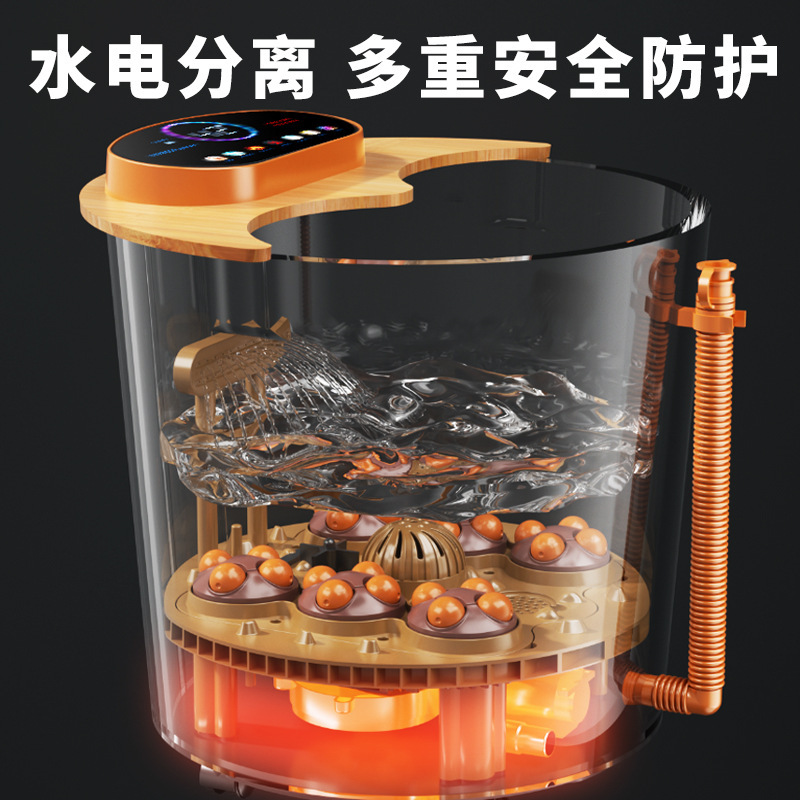 豪华足浴盆花梨木实木恒温加热自动按摩足浴器家用养生深桶|undefined