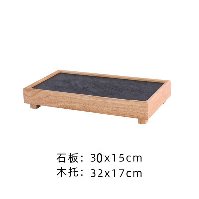 ブラックロックディナープレート和風パーソナライズクリエイティブ商業鍋しゃぶしゃぶプレートスレート食器バーベキュープレート竹木製|undefined