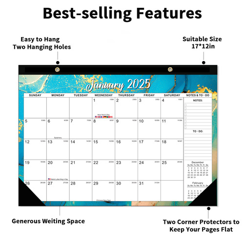 Cross-border best-selling Amazon 2024-2025 wall-mounted calendar desktop desk calendar 18-month English calendar