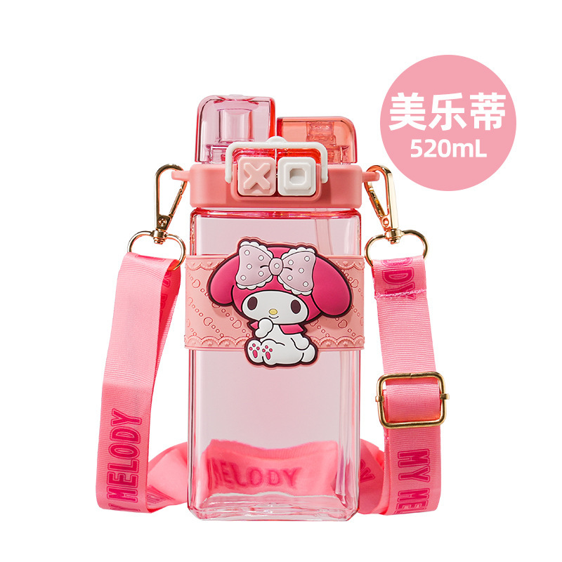 Punk Sanrio doble bebida taza Pacha perro coolomi nueva línea roja creativa cubierta elástica doble taza de plástico abierta con estudiante