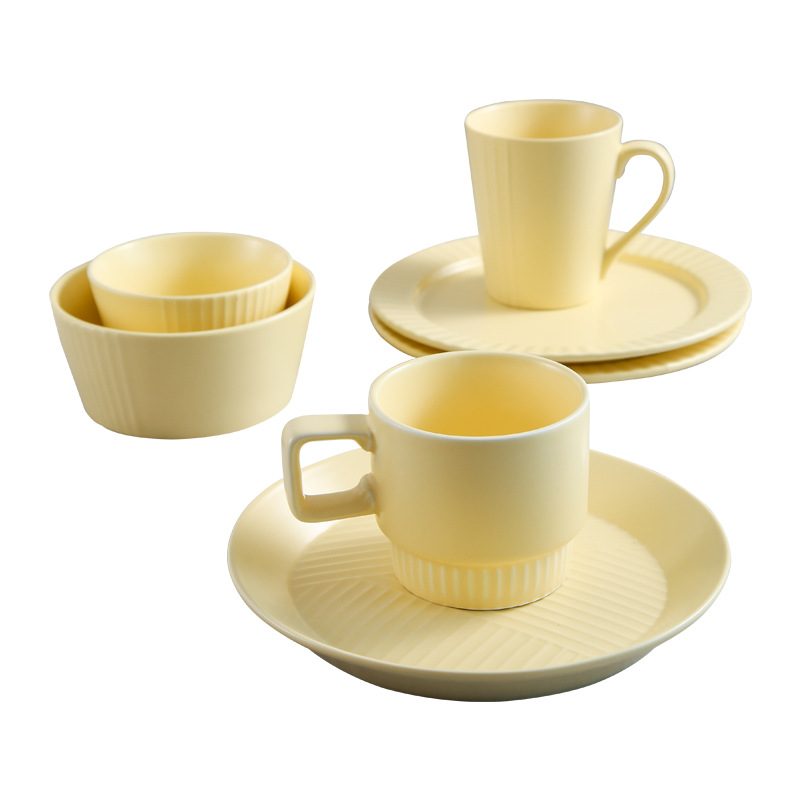 Vajilla de cerámica en relieve de campo de trigo creativo ins Vajilla para el hogar transfronteriza nórdica Tazón de arroz de cerámica Vajilla