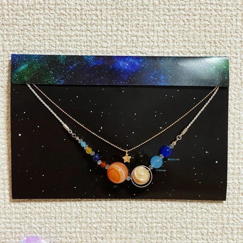 Planetarium Planet Necklace 2024 Underrated Design Vintage Unique Layered Elegant Neck Jewelry