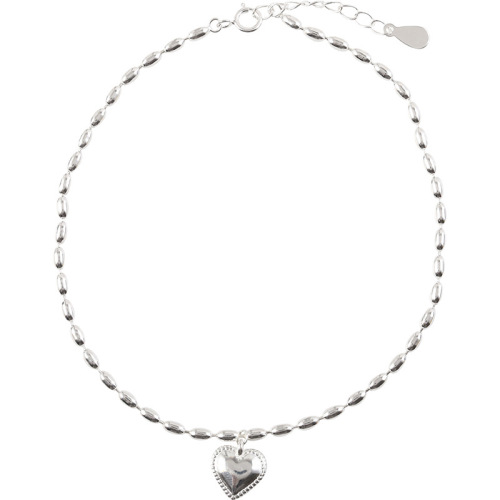 s925 Silver  New Millet Grain Love Anklet for Women Korean Version Internet Celebrity Simple Sexy Personalized Accessories