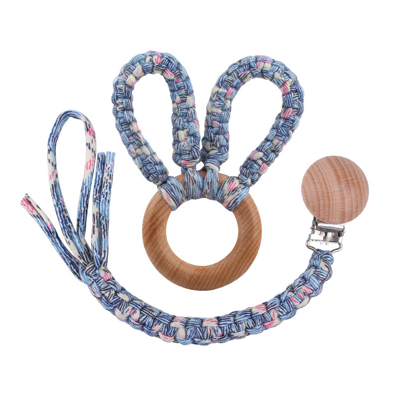 Bricolaje creativo bebé suministros de haya chupete clip tejido a mano color mezclado chupete cuerda anti-caída cadena mordedor traje