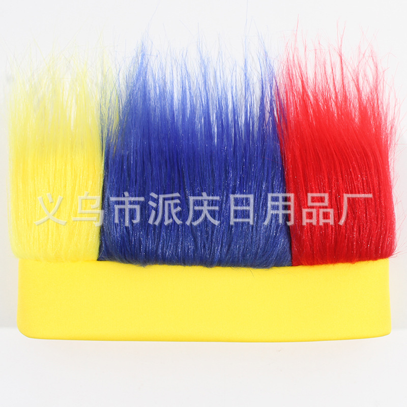 Transfronterizos para fanáticos de colores pelucas apoyos de la Copa del Mundo para adultos fuente especial fabricantes en stock al por mayor