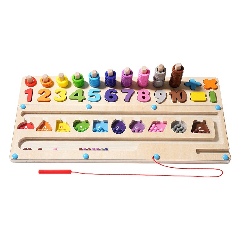 Logarítmico tablero carro laberinto juego de madera cantidad magnética de los niños cantidad magnética color conteo clasificación aritmética bloque de construcción
