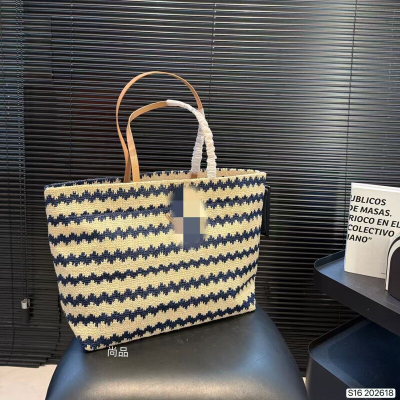 Colorful Striped Contrasting Fresh Trendy Straw Woven Mother-Daughter Bag 2024 New Style Personalized Summer Fashion Tote Bag