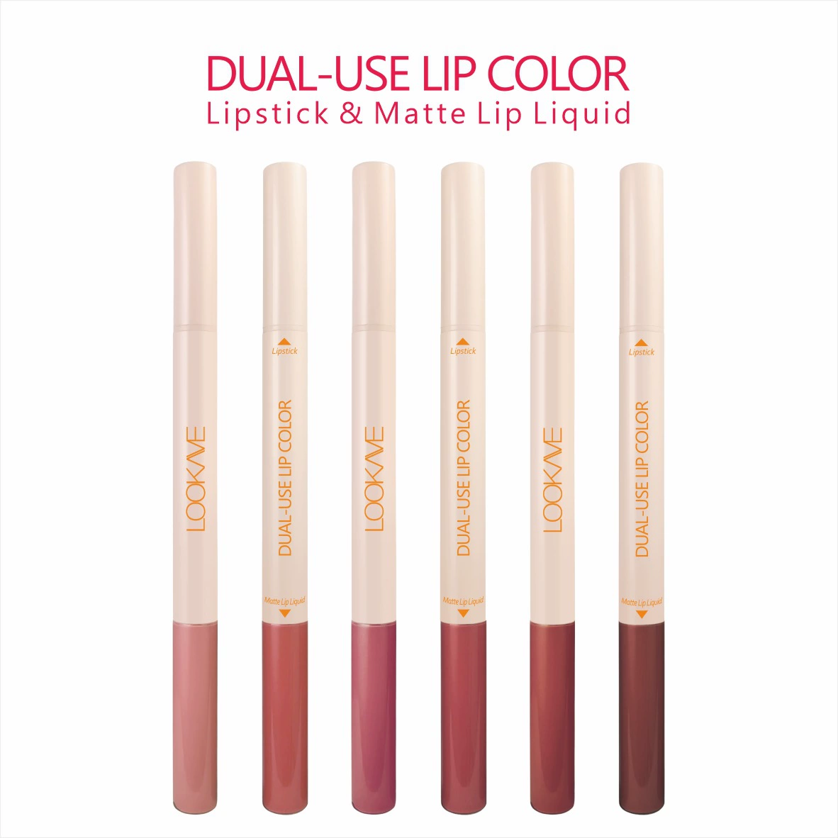 [LOOKAVE Dual-Use Lip Color двойной наконечник помада блеск Lipstick Matte Lipgloss]