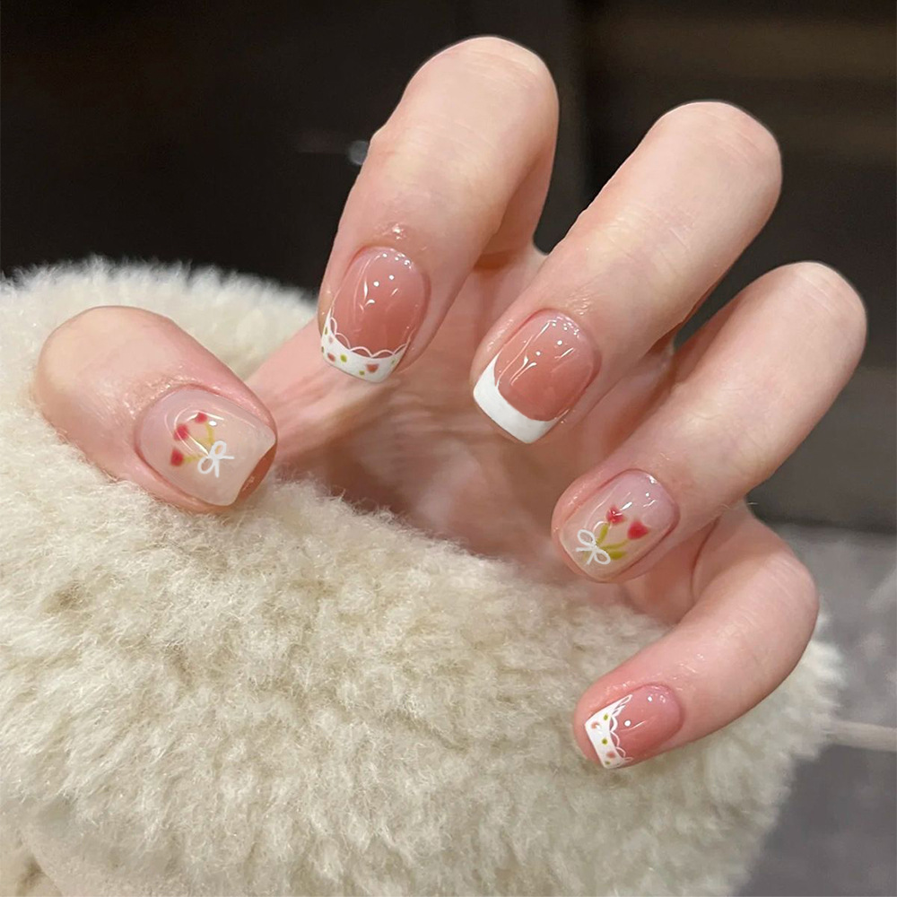 10 piezas de uñas de amor simple de código dividido, ojo de gato, tulipán, pegatina de uñas, arco, armadura corta rosa