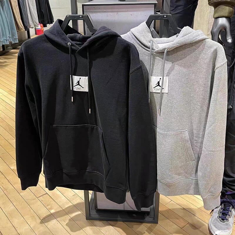 Overseas Popular Autum New Jordan Aj Hooded Sweatshirt Flyer Black Label Patch Embroidered Casual Couple Pullover