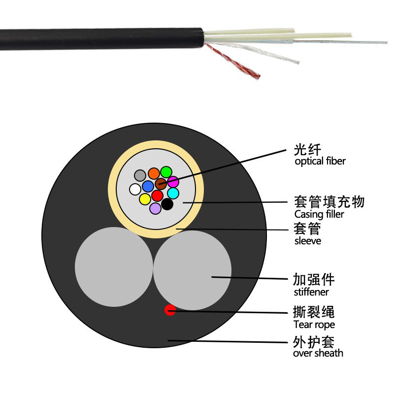Mingxin-cable micro óptico ASU para exteriores, estante de autoincopicación, aire no metálico, 4 núcleos, 6 núcleos, 8 núcleos, 12 núcleos, mini cable de fibra óptica de aire en rack image 3