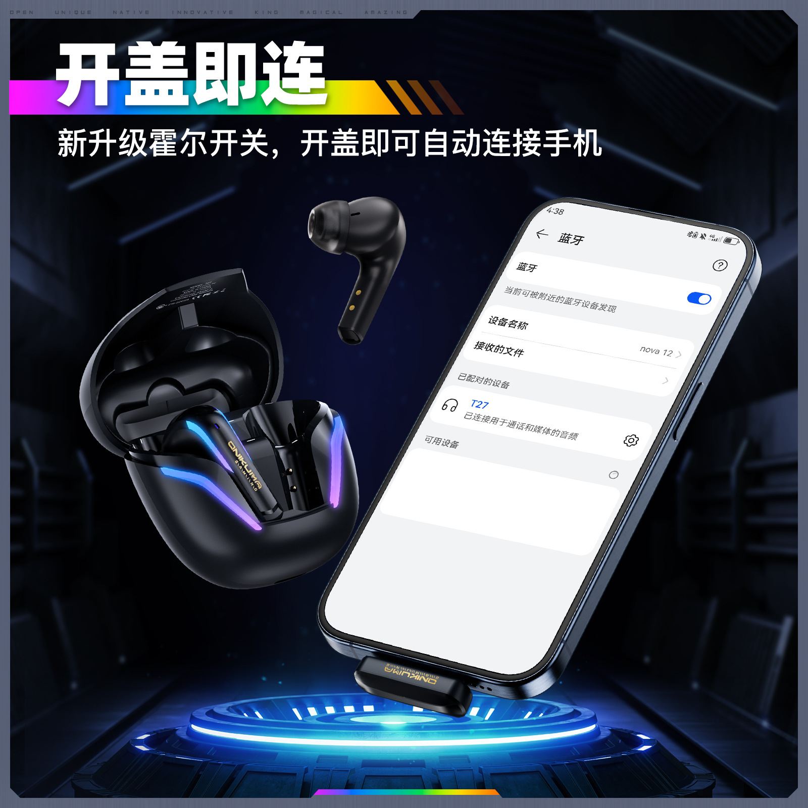 ONIKUMA T27 auriculares inalámbricos Bluetooth de baja latencia computadora de juegos auriculares con micrófono