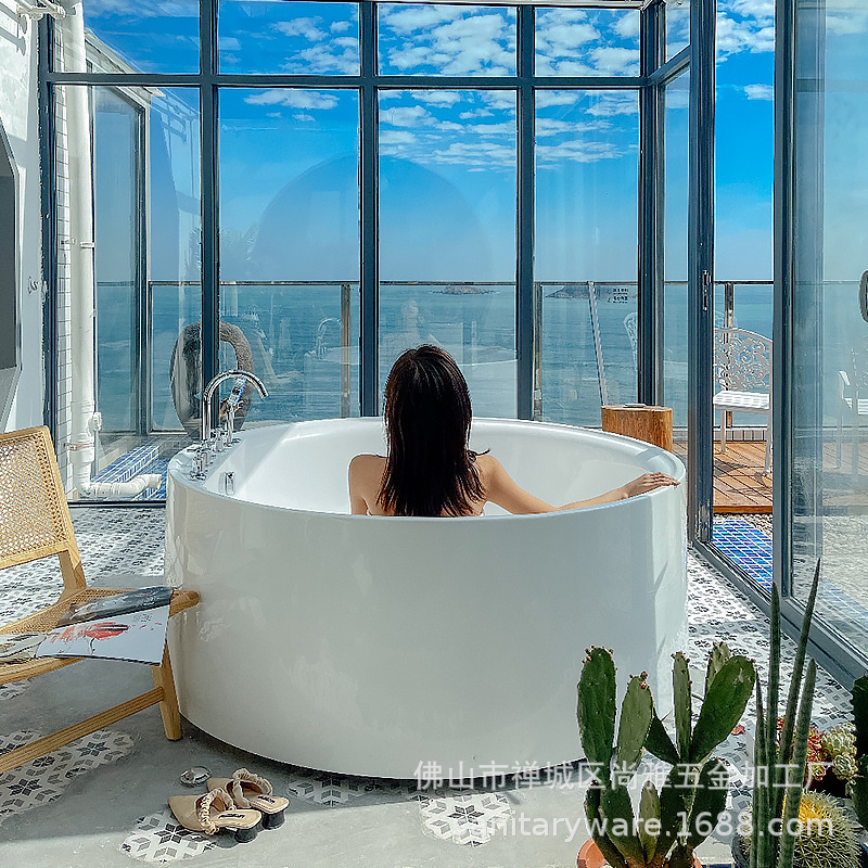 Surf Massage Bathtub Hotel Bathtub Round Pure Acrylic Bathtub Round Bathtub B&B Bathtub