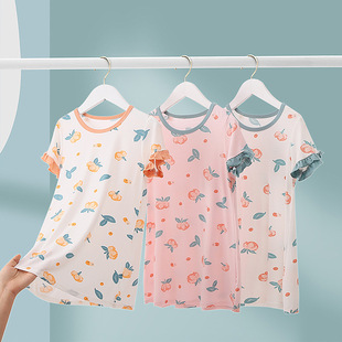 Girls' nightdress children's summer thin short-sleeved pajamas princess style Net red medium and big children's home clothes modal air conditioning clothes