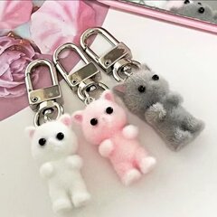 アニメ立体植毛子猫ストラップミニかわいいウサギのキーホルダーDIY部品ストラップ