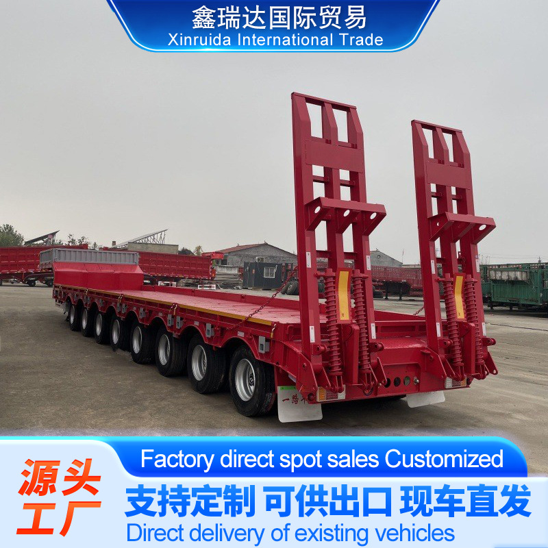 Heavy-Duty Lowbed Semi-Trailer for Large Equipment Transport, Heavy-Duty Hook-And-Chain Trailer, Mechanical Lowbed Semi-Trailer