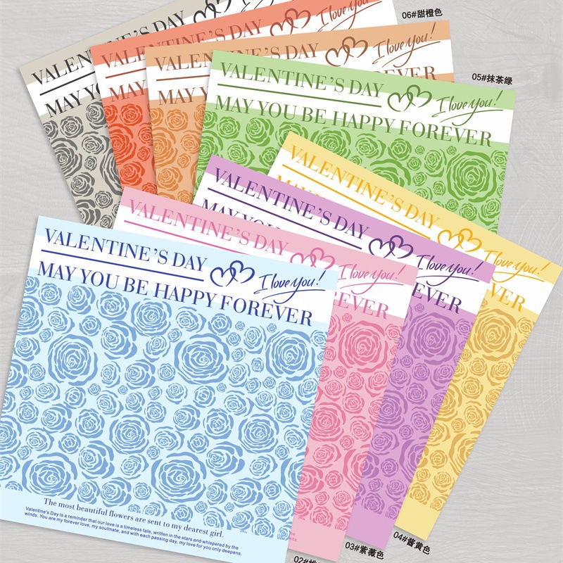 Fábrica de fiestas de flores Nuevo papel de embalaje de flores transfronterizas, ramo de flores de San Valentín, papel de embalaje de flores, papel de embalaje de regalos