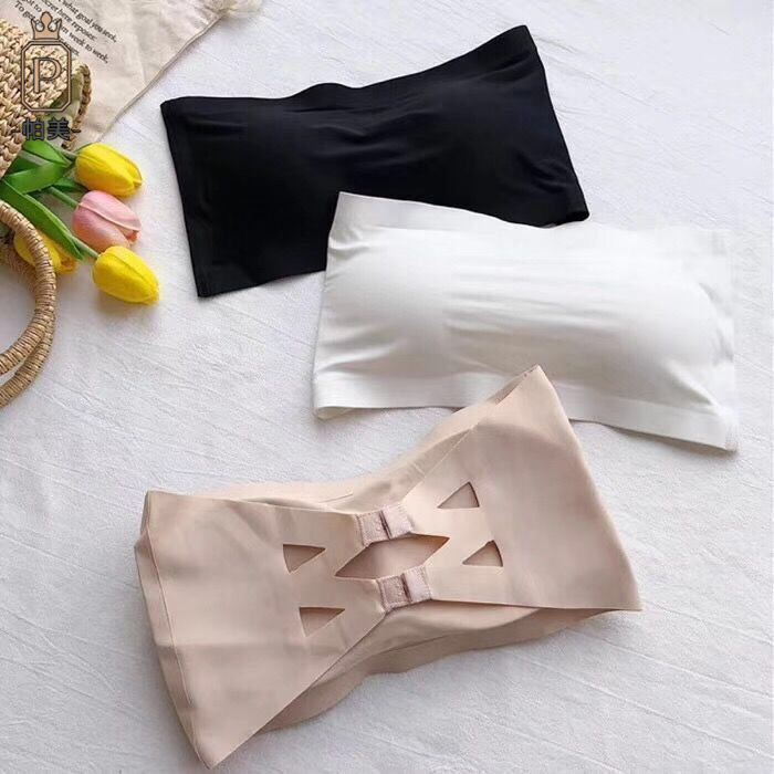 Ice Silk One-Line Anti-Exposure Wrapped Chest Intimates Women's Tube Top Vest Style Beautiful Back Sexy Strapless One-Piece Bra