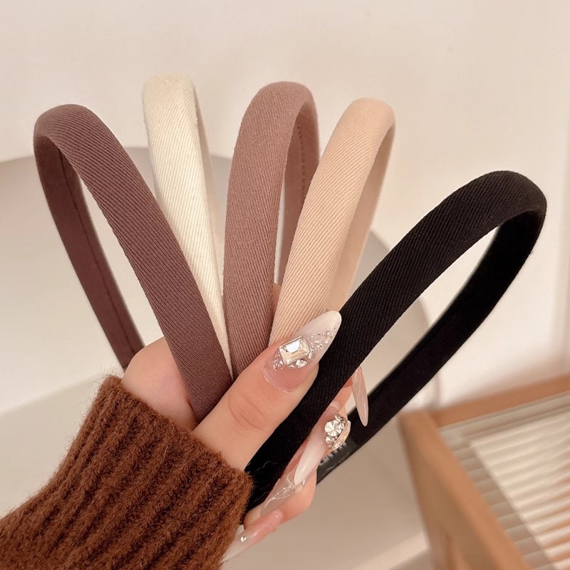 Diadema fina de color café de otoño e invierno para mujer 2025 nueva diadema de lavado de cara de cabello sensible a la presión de alta calidad, parte superior del cráneo alto, tocado de paquete de cabello antideslizante