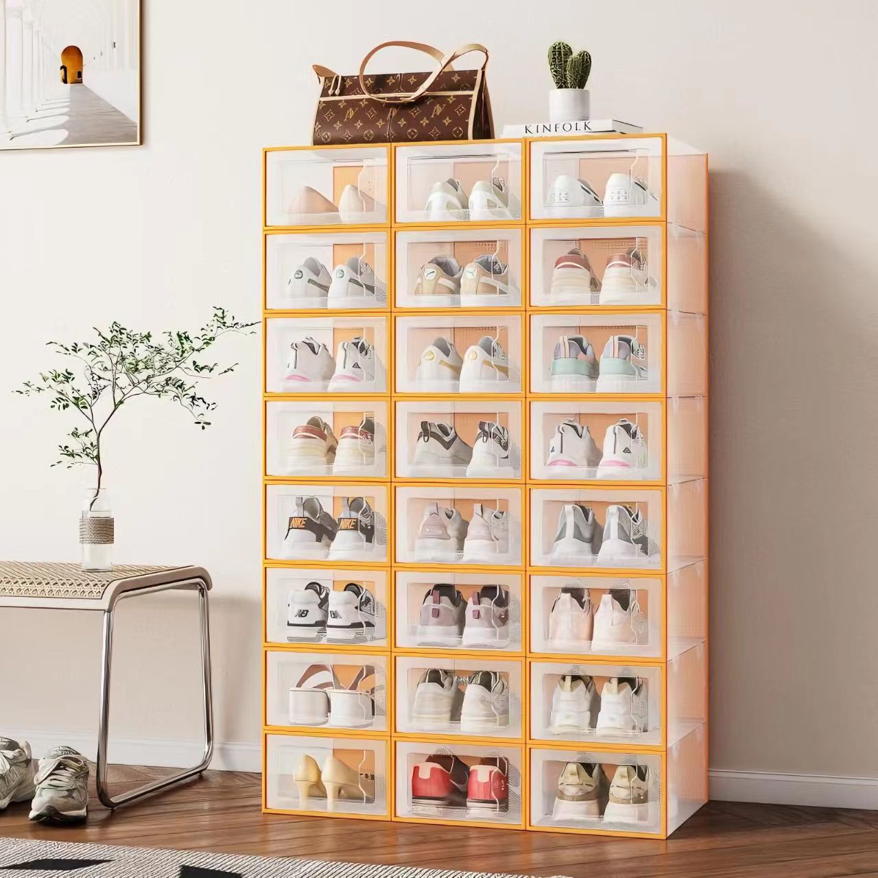 Transparent Shoe Storage Box, Space-Saving Shoe Organizer, Shoe Storage Solution for Dormitory and Home Use, Shoe Rack, Shoe Cabinet