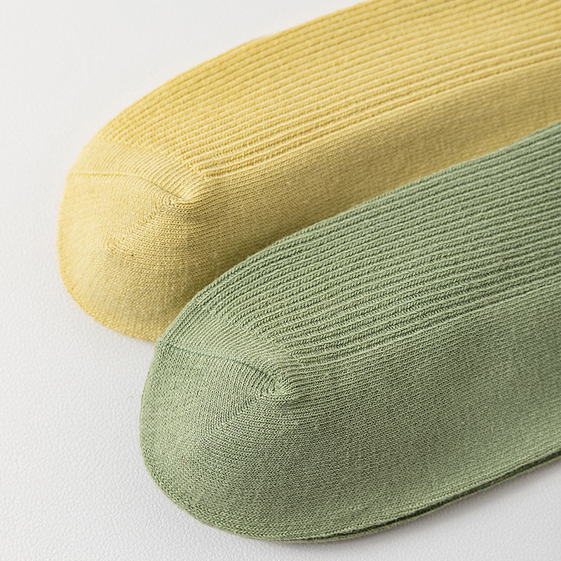 Damen Crew Socken Mit Wellensaum Für Herbst Und Winter Einfarbig_voghion.com