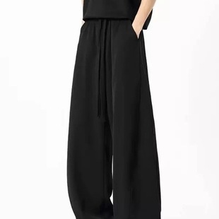 American Scimitar Pants Ice Silk Summer Drape Wide Leg Loose Straight Casual Trousers Men's Style