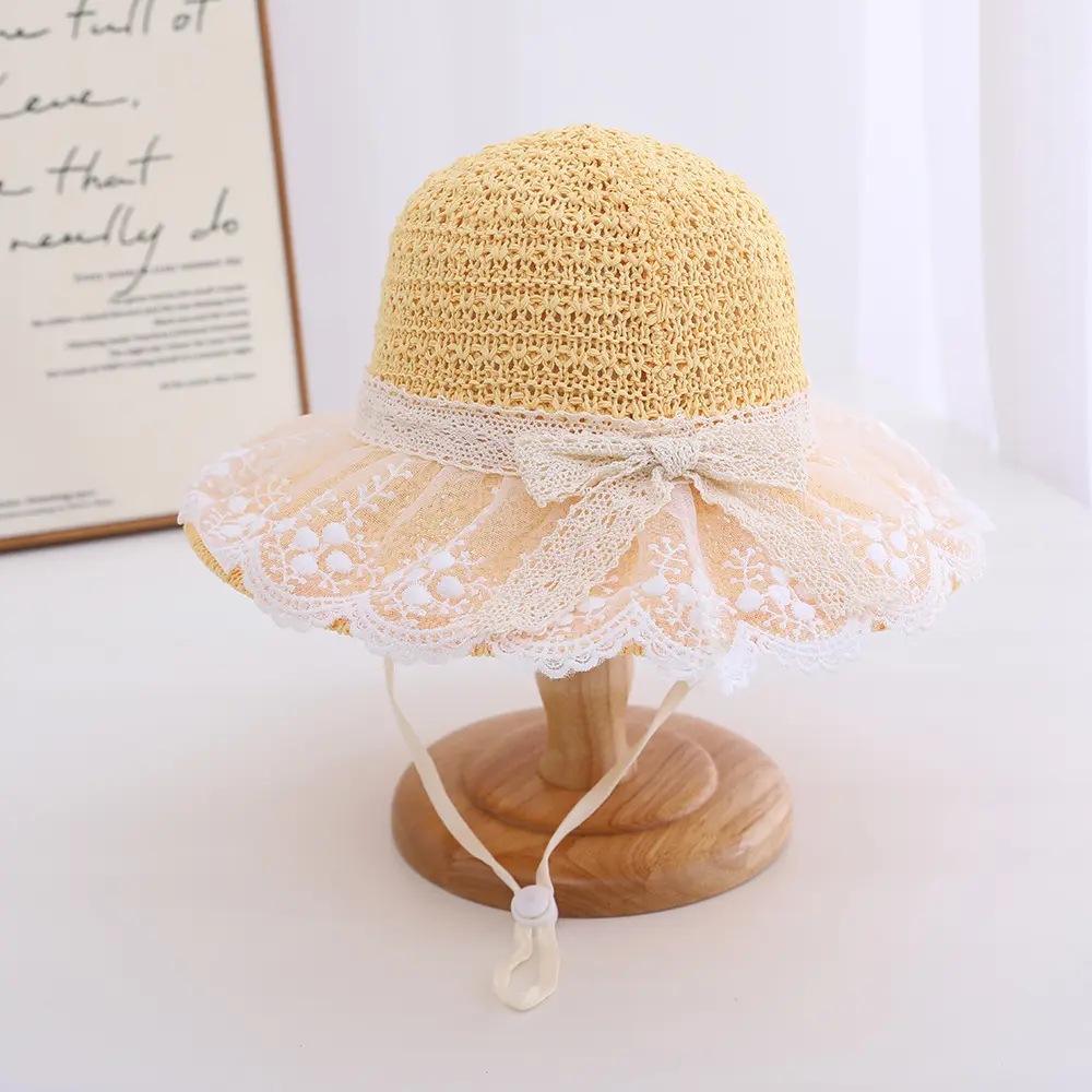 Sombrero para el sol para niñas Sombrero para el sol para niñas de estilo fino de verano Sombrero para el sol Sombrero de paja para niños de princesa de playa linda