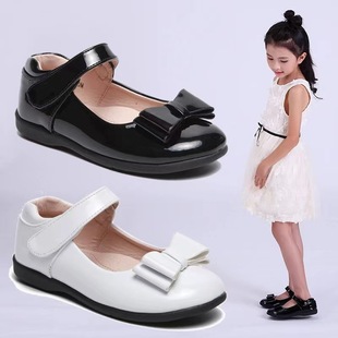 Girls' black leather shoes children's white soft bottom princess shoes summer baby girls' leather performance stage shoes student children's shoes