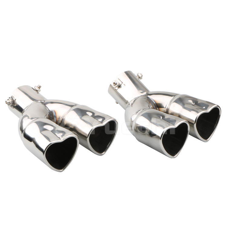 FUENTE fabricante Modificación del coche universal cola garganta amor tubo de escape en forma de corazón cola garganta doble tubo de acero inoxidable transfronteriza Venta caliente