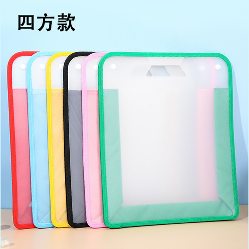 Edged canvas portable storage bag new large capacity transparent frosted snap file bag student tutoring bag wholesale