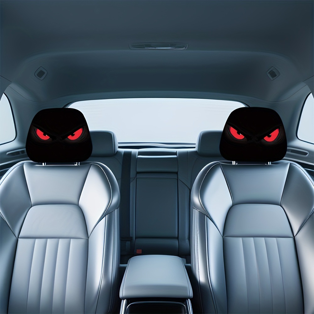 Car Headrest Cover with Red Devil Eye Pattern Print, Customizable with Label, Dropshipping Available, Made from Supplied Images, Cross-Border Hot-Selling Item, Universal