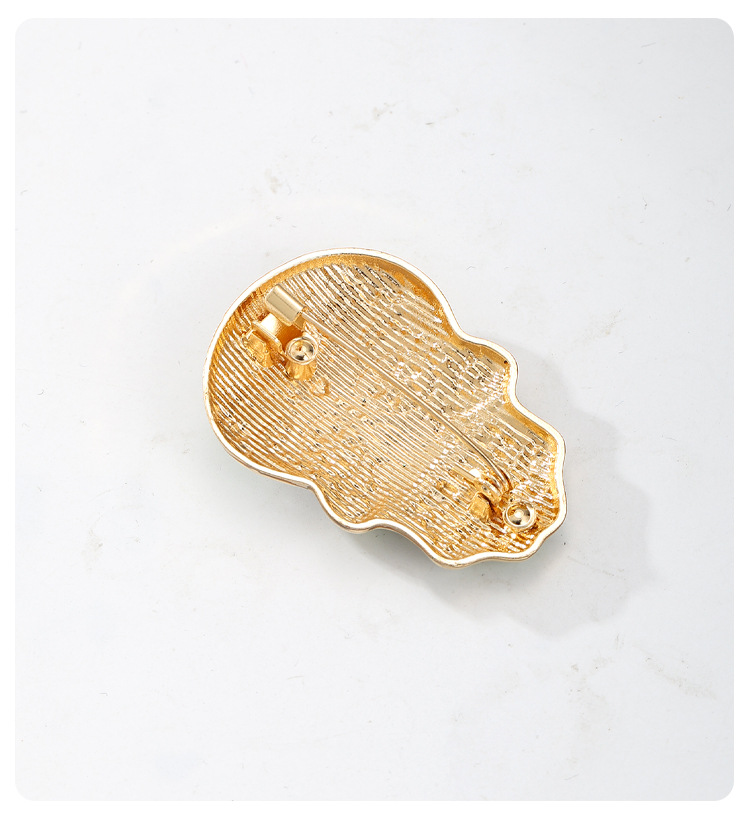 Original Day of the Dead Sugar Skull Brooch with Enamel and Diamond Inlay, Floral Design, Unique Gothic Style, Unisex Suit Decoration Pin