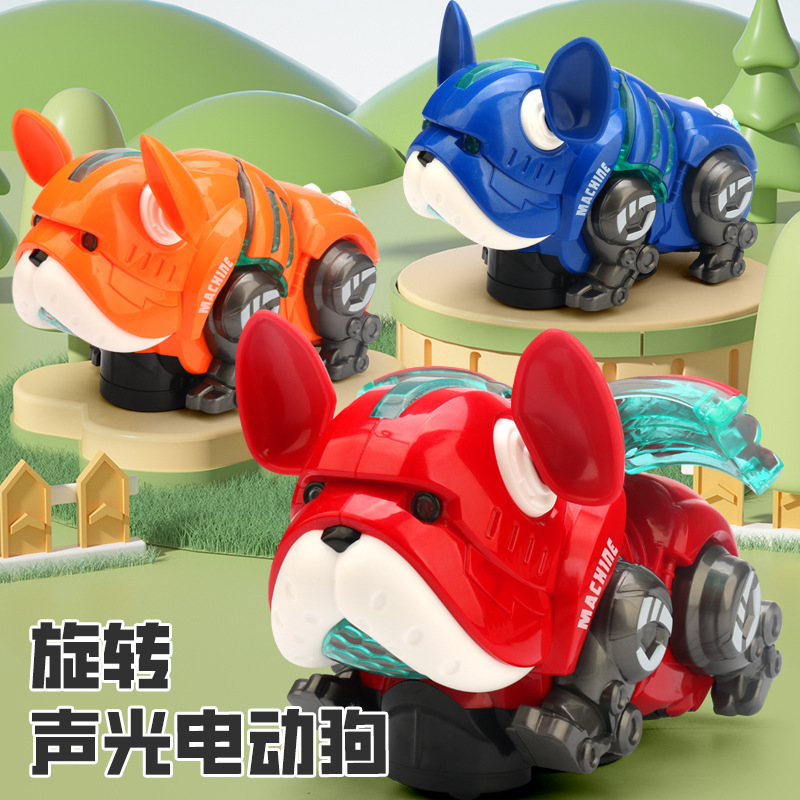 Nuevos productos transfronterizos, acrobacias universales eléctricas, perros robóticos giratorios, música, luces, perros violentos, juguetes rojos de Internet para niños eléctricos