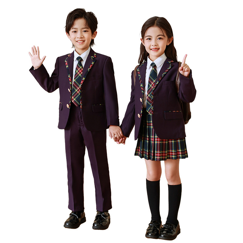 Estilo británico uniforme de escuela primaria traje de niños JK uniforme traje de Niña estudiante de secundaria clase uniforme vestido de primavera y otoño ropa