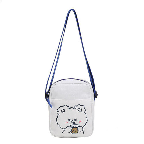 Canvas bag for women 2025 spring and summer new style small fresh sweet girl crossbody bag cute bear printed crossbody bag