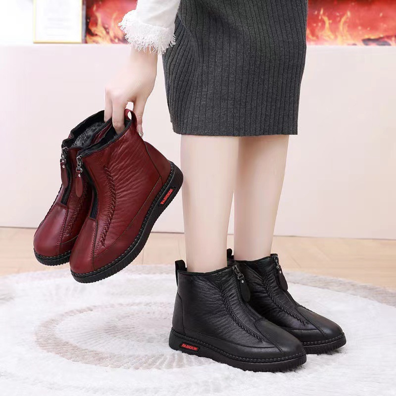 Zapatos de algodón de madres de invierno de vello viejos zapatos de algodón de Beijing zapatos de abuela antideslizantes suaves gruesas botas de nieve cálidas de ancianos