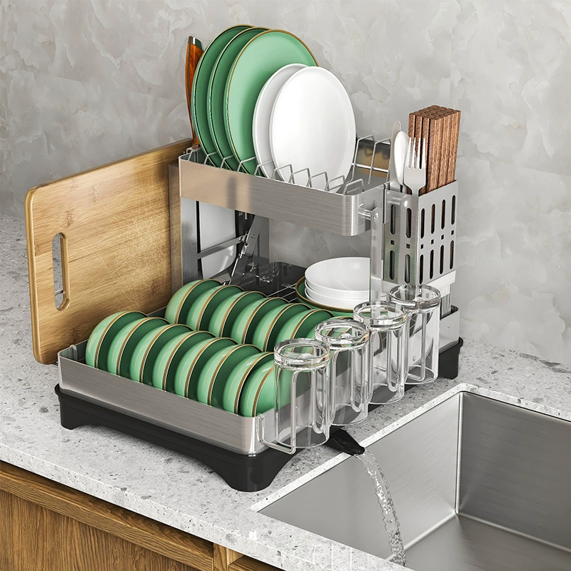 Folding storage system stainless steel, cutting board, wineglass, drying rack