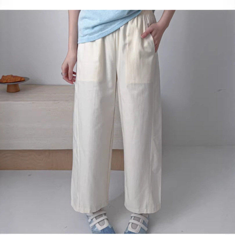 2026 Spring/Summer New Lyocell Tencel Cotton Straight-Leg Pants for Women, Petite Simple Japanese and Korean Style Casual Cropped Pants 2026 Spring/Summer New Lyocell Tencel Cotton Straight-Leg Pants for Women, Petite Simple Japanese and Korean Style Casual Cropped Pants