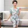 Pijama for elderly for mother, trousers, cardigan, set, 24 years, for middle age, with short sleeve, floral print