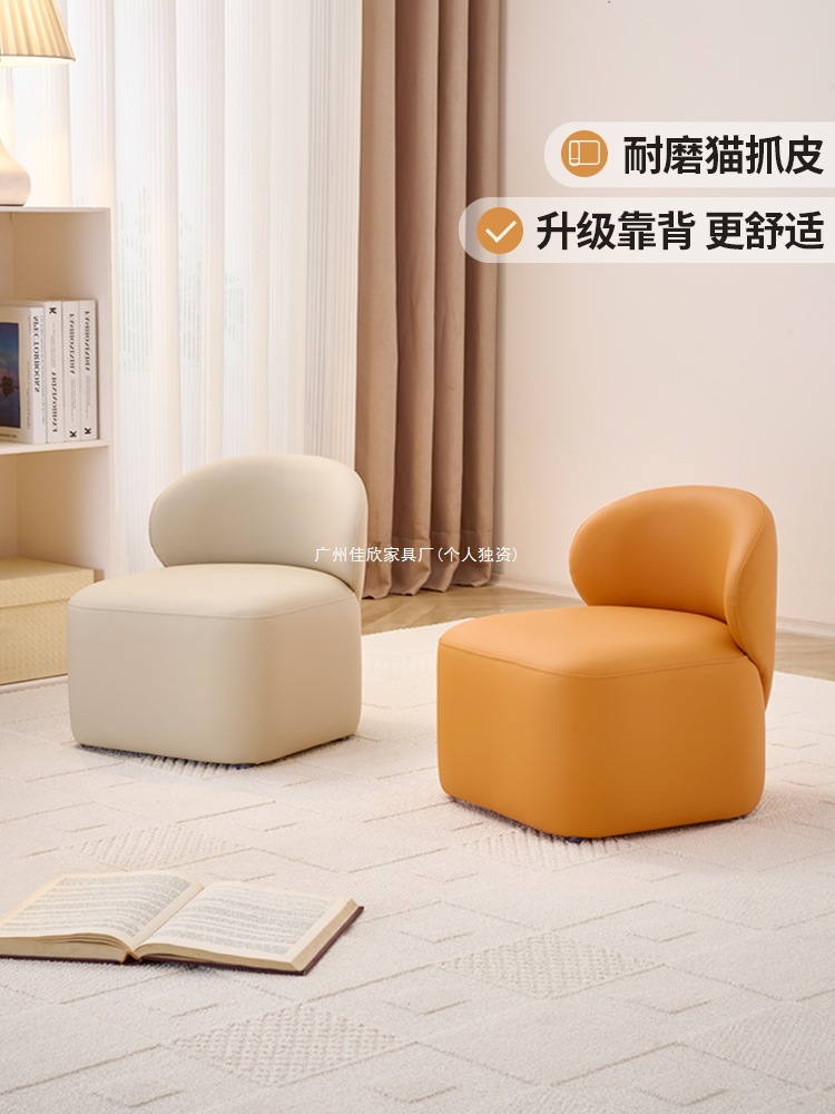 Living Room Small Stool with a Simple Modern Backrest for Home Use, Shoe-Changing Stool, Light Luxury Coffee Table Stool, Sofa Stool, Low Stool
