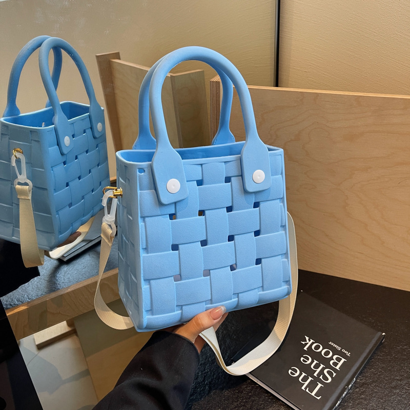 Korean Style EVA Hole Small Square Bag 2024 Summer Fashionable New Niche Beach Vacation Shoulder Bag Ins Crossbody Bag