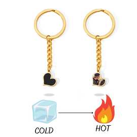 跨境欧美不锈钢爱心个性化的热激活魔法钥匙扣定制图片热卖爆款