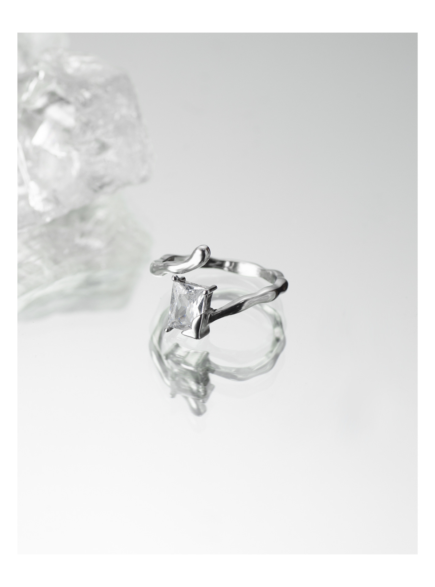 Simple Style Geometric Copper Plating Zircon Open Ring