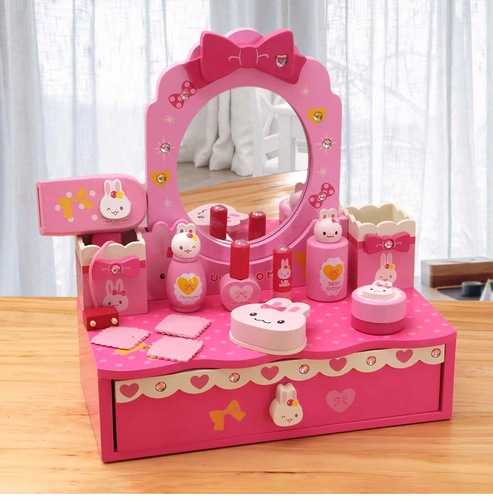 Wooden simulation desktop dressing table toy set girls makeup dress up princess cosmetics