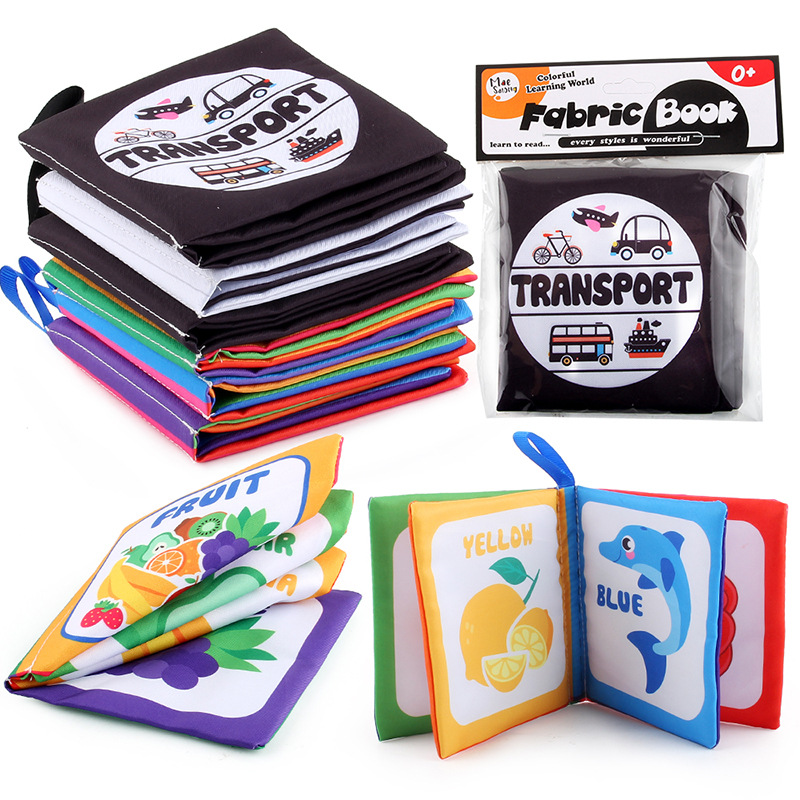 Libro de tela bebé juguetes de educación temprana Inglés Palm libro anillo dedo lágrima libre de múltiples cognitiva bebé libro de tela Amazon
