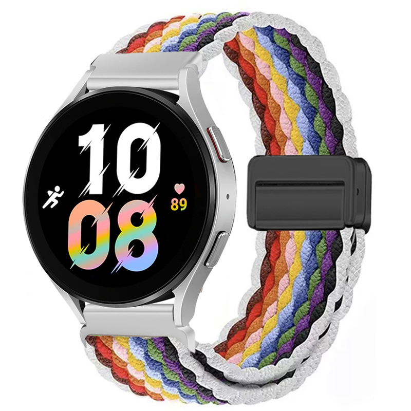 Adecuado para correa de reloj Huawei GT5 con hebilla de succión magnética, correa de reloj deportivo Samsung watch7 elástica y transpirable tejida de nailon