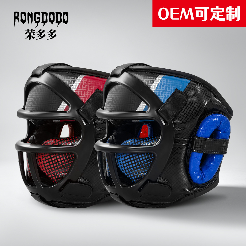 Adult boxing helmet with face shield for combat sports, Muay Thai, and real combat training; children's closed-face boxing helmet with face protection
