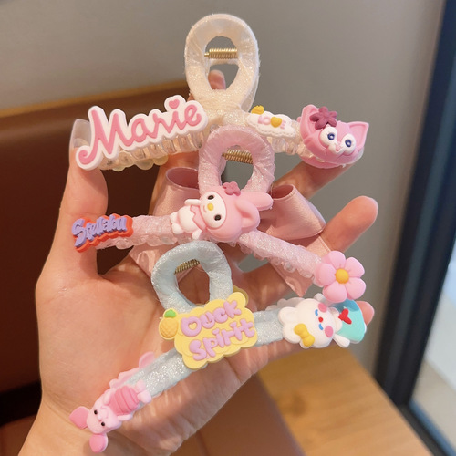 Children's Cartoon Clip Strawberry Bear Hair Clip Internet Celebrity Little Girl Hair Clip Headwear Girl's Back Hair Shark Clip
