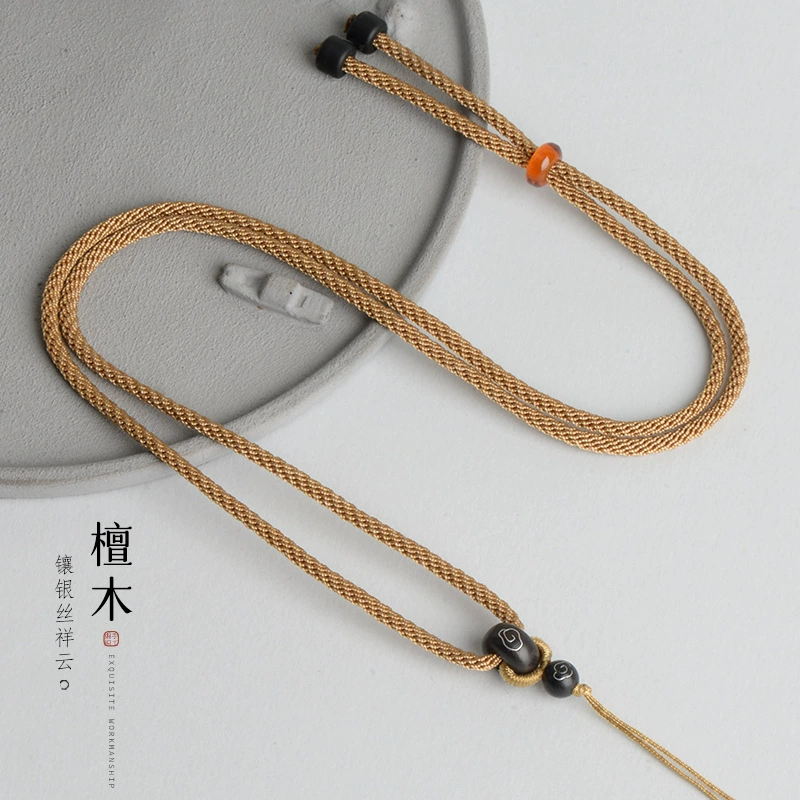 Кукурузная веревка Вэньвань Будда амулет кулон веревка регулируемая сандаловая древесина благоприятное облако ожерелье веревка нефритовый кулон из пчелиного воска с веревкой