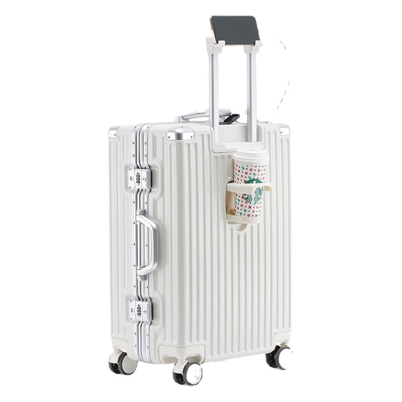 Maleta de aluminio con marco nuevo, 24 pulgadas, con ruedas universales, maleta de 26 pulgadas para hombre y mujer, 20 pulgadas, con contraseña para embarque, maleta de cuero de 28 pulgadas